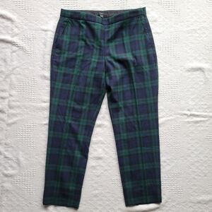 J. Crew Plaid Wool Blend Cropped Business Trouser -